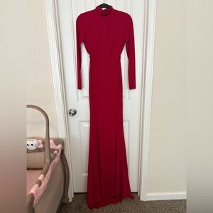 Abyss By Abby Vibrant Red Long Sleeve Gown